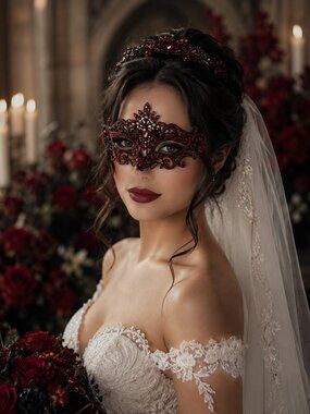 Gothic Red Masquerade Mask,Venetian Bridal Mask, Gothic Wedding Accessory